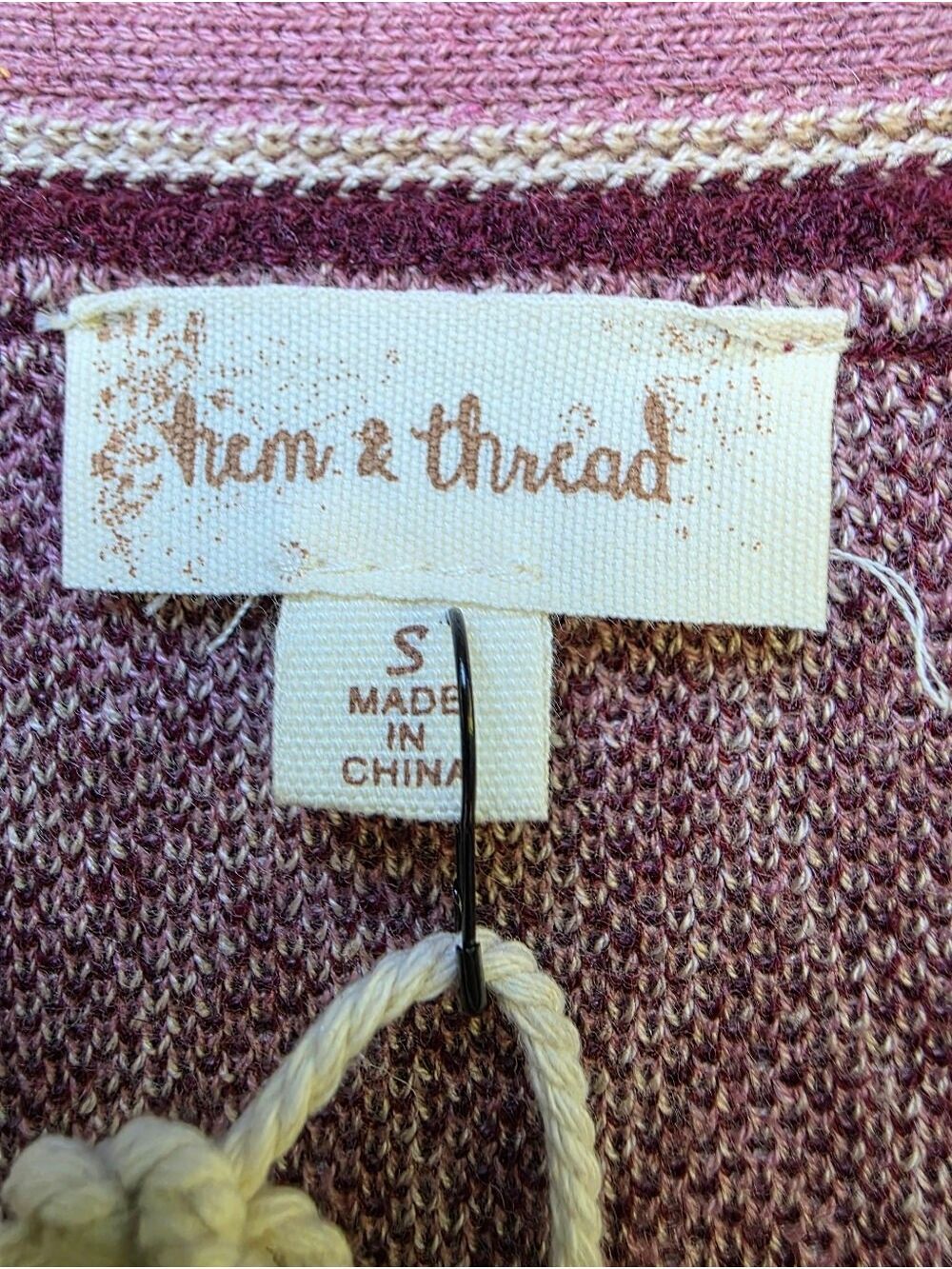 Hem & Thread Cardigan Sweater Mauve Small #SW1 - Picture 2 of 10